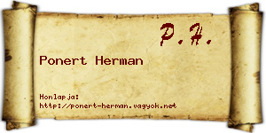 Ponert Herman névjegykártya